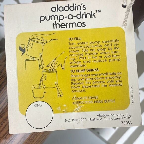 Aladdin’s Pump-a-Drink Thermos 70s Wood Grain - Picture 6 of 12